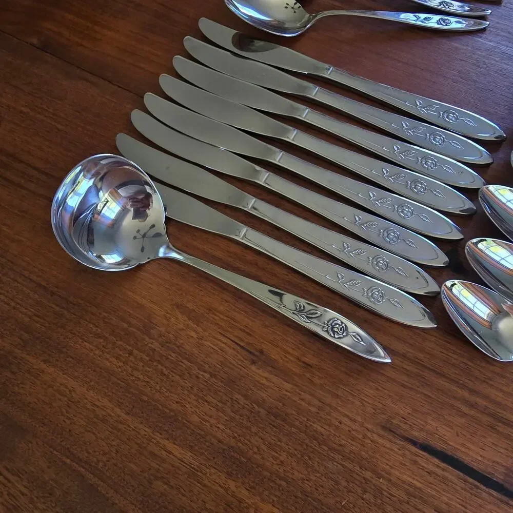 Oneida Community Stainless My Rose Pattern Flatware 40 Pc 1960s Mid Century Mod